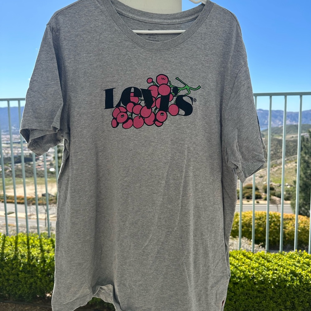 Levi's Gray Short Sleeve Tee with Grape Graphic